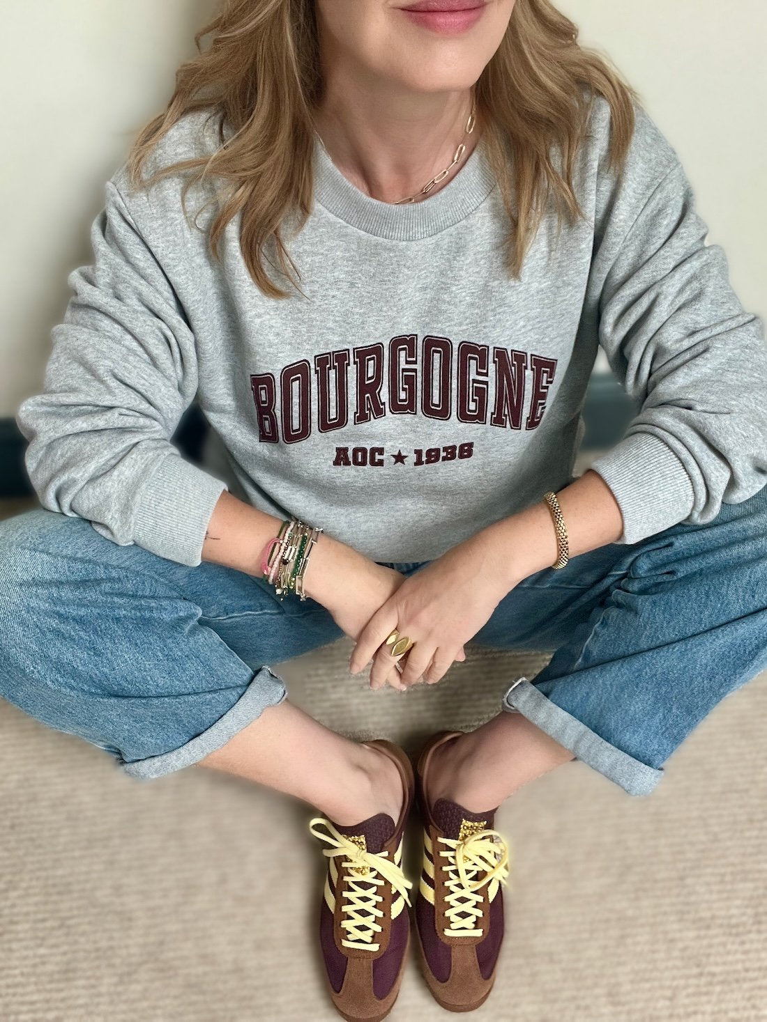 bourgogne sweatshirt marl grey burgundy | fwp by rae