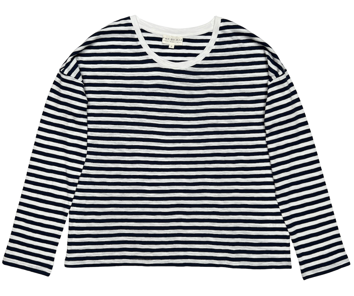 stripe long sleeve tee navy white | fwp by rae