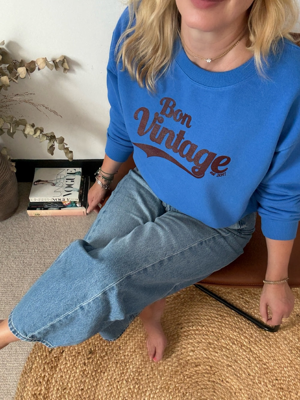 Bon Vintage Retro sweatshirt Blue Maroon