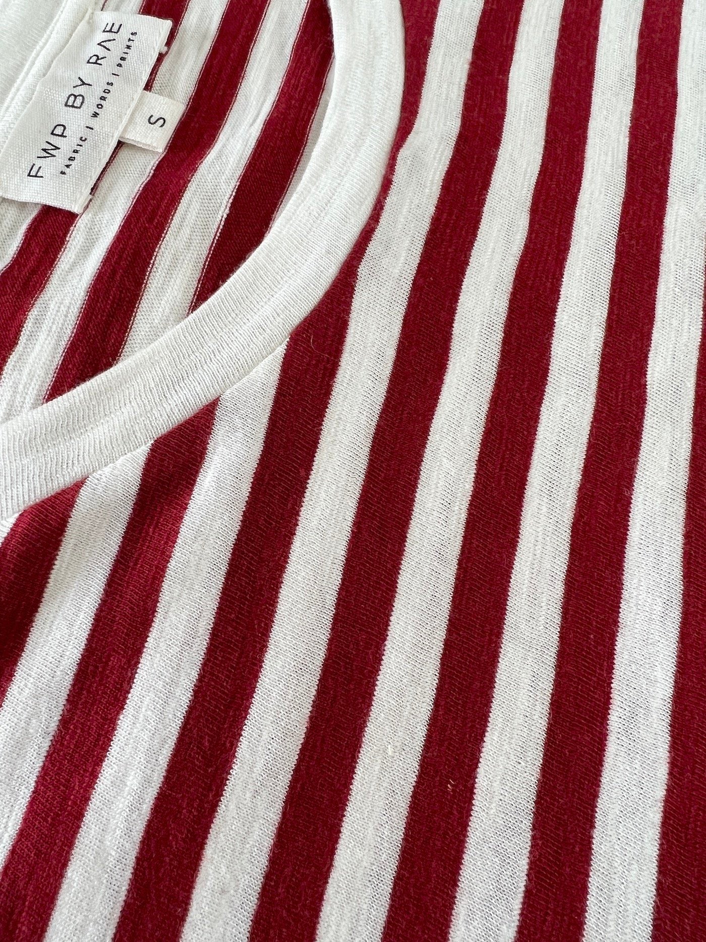 stripe long sleeve tee dahlia red cream | fwp by rae