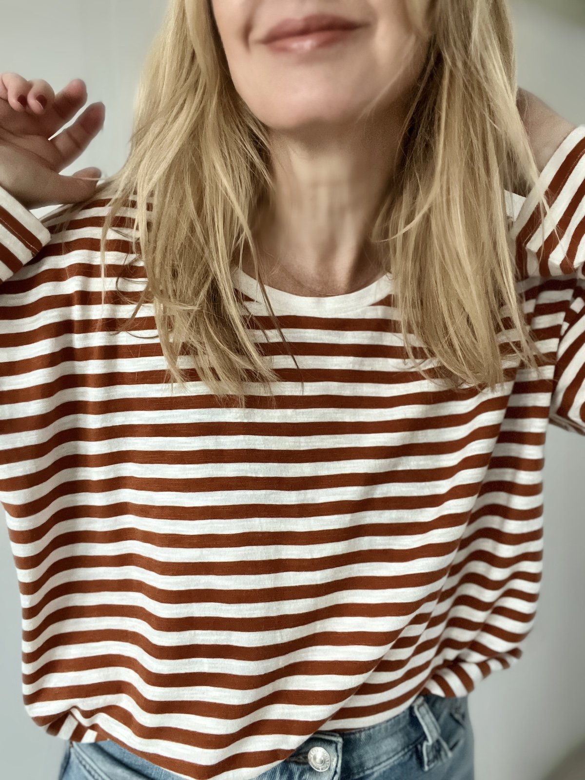 stripe long sleeve tee toffee cream | fwp by rae