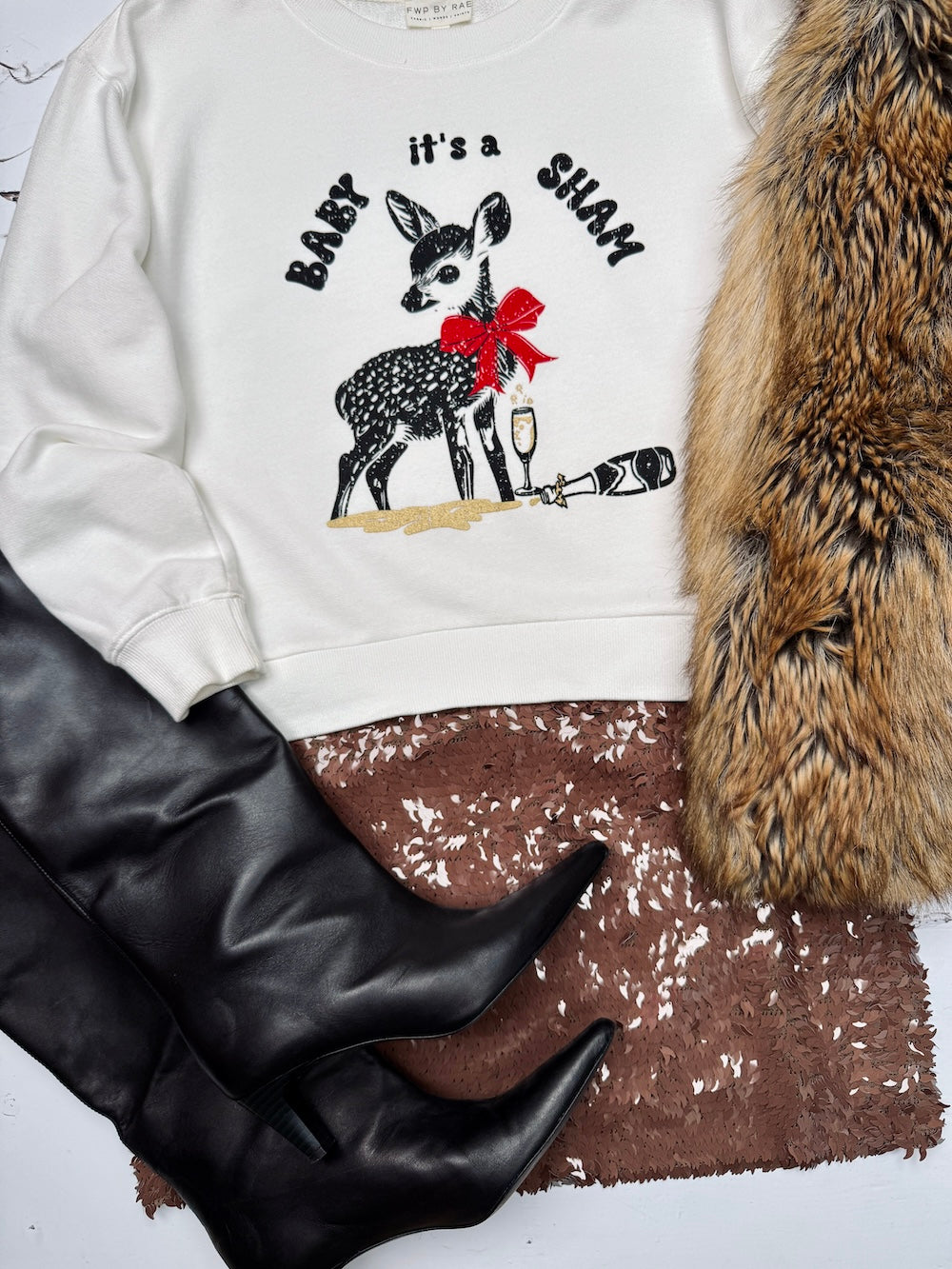 Baby its a Sham Christmas Sweatshirt Winter White