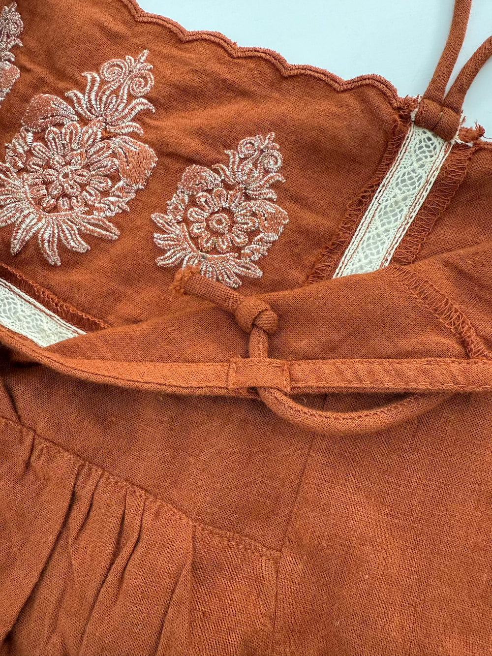 Florence Embroidered Linen Maxi Dress Brown