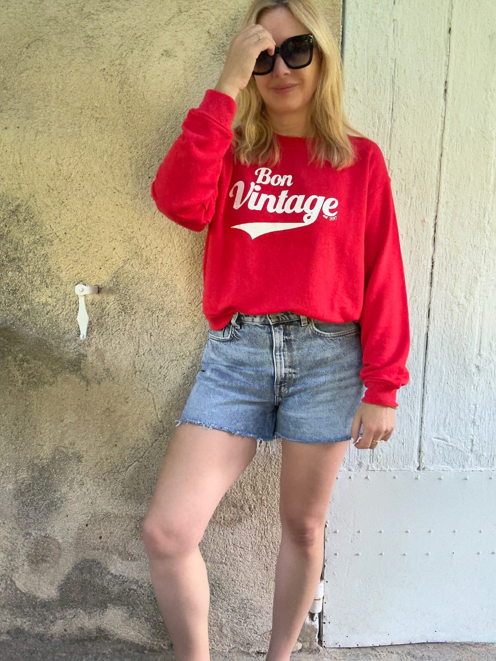 Bon Vintage Sweatshirt Red White