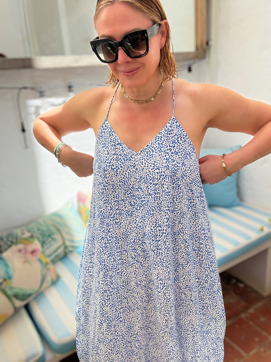 Uma Halter Neck Summer Maxi Dress Blue