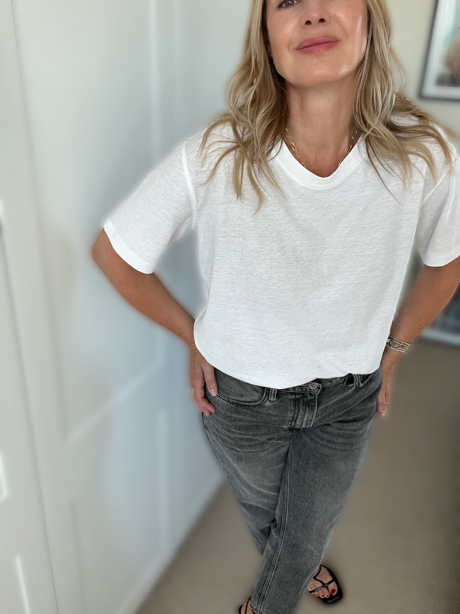 Lola Slouch Linen Blend Tee White | fwp by rae