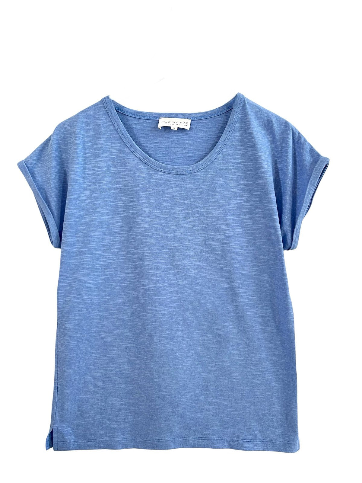 Roll Sleeve scoop neck slub tee Bluebell | fwp by rae