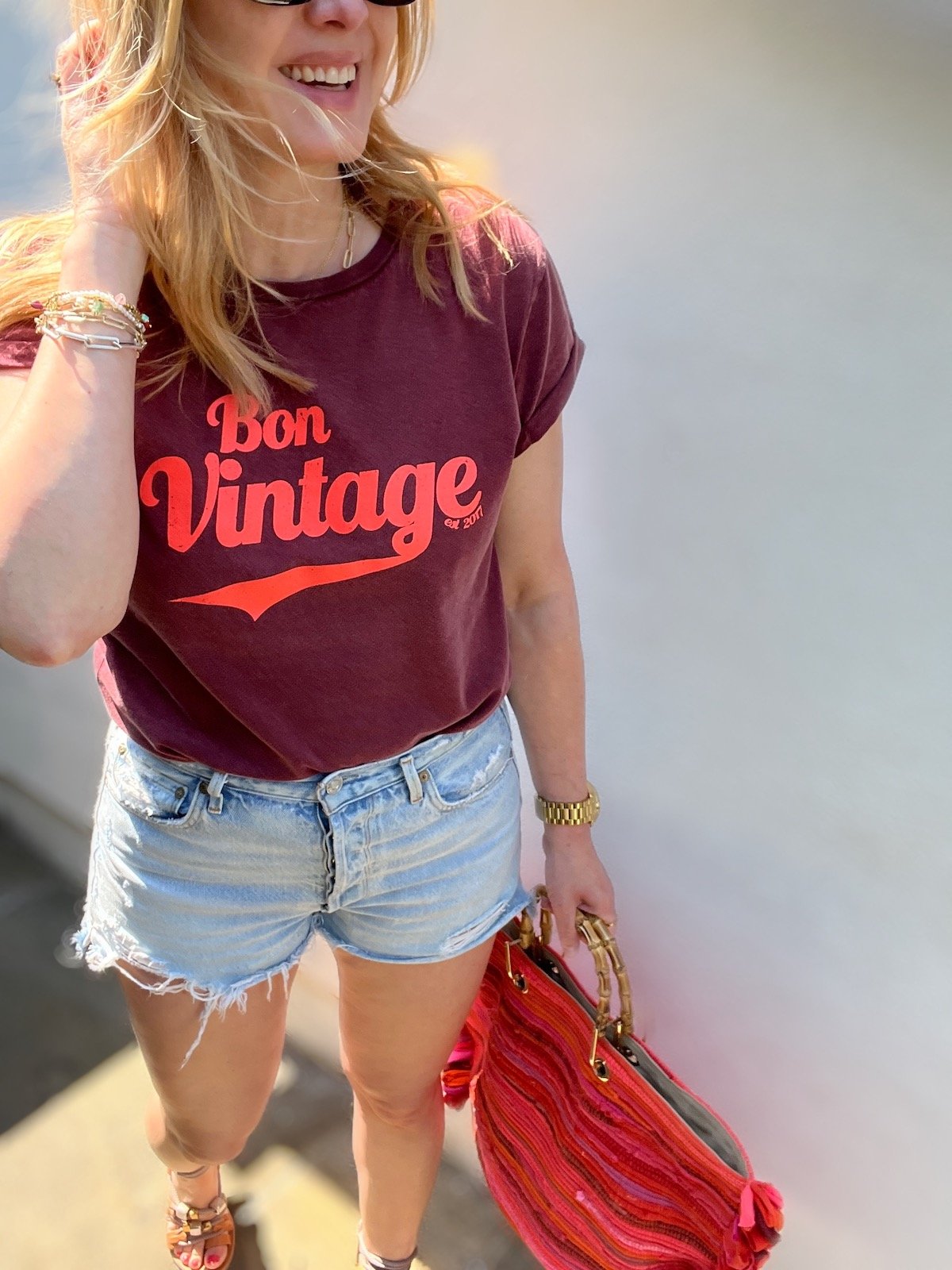 Bon Vintage retro stone wash burgundy neon coral | fwp by rae