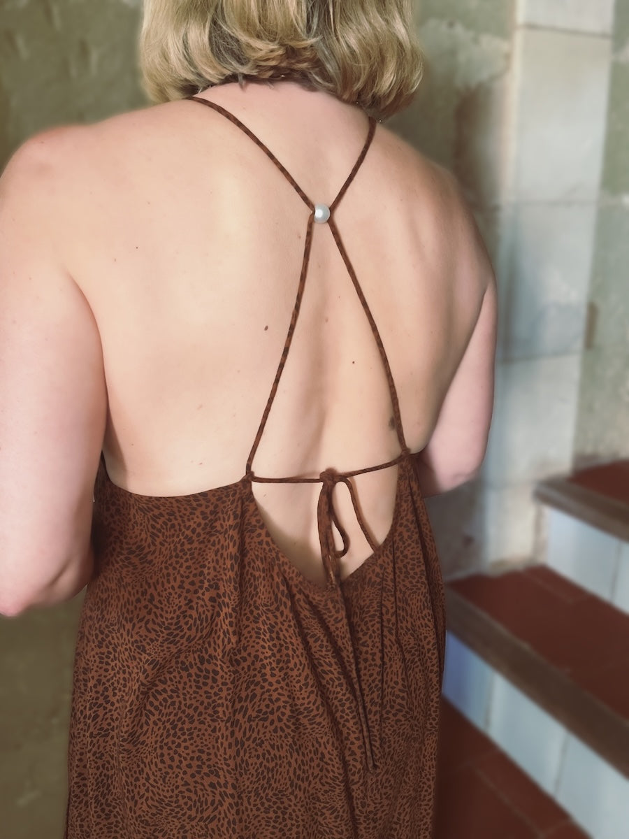 Uma Halter Neck Summer Maxi Dress Brown