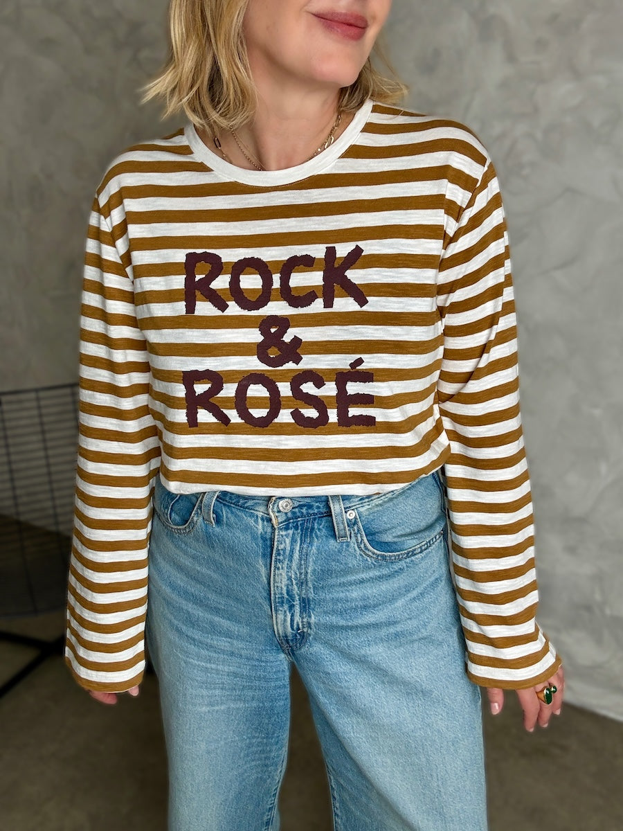 Rock and Rosé Bronze Stripe Long Sleeve Tee