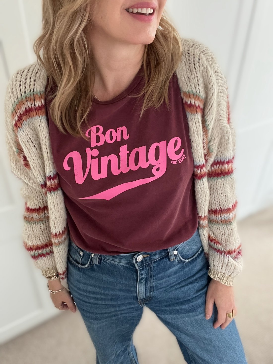 bon vintage retro stone wash burgundy pink | fwp by rae | burgundy slogan t-shirt