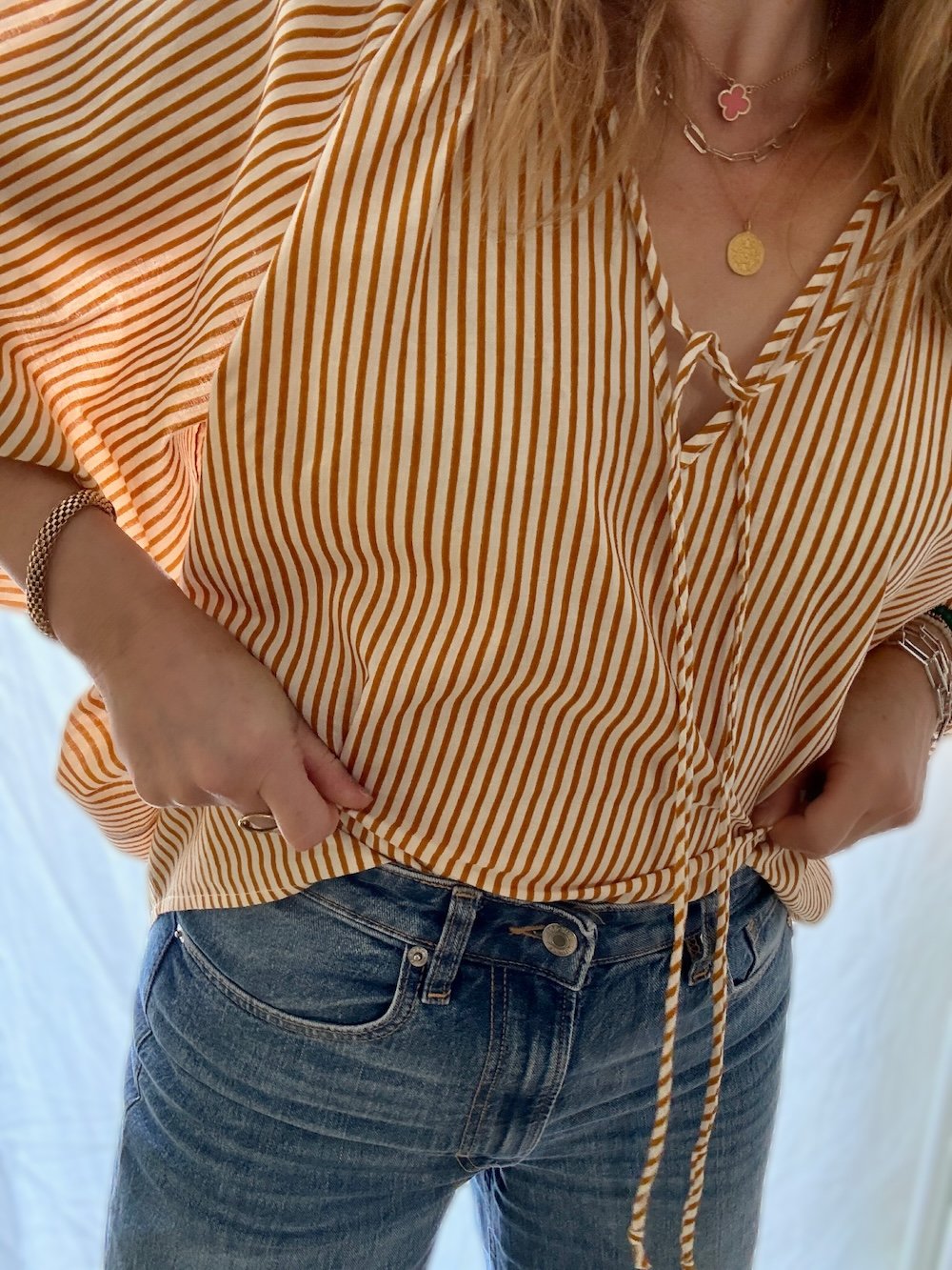 Emily stripe poet blouse mustard | fwp by rae blouse