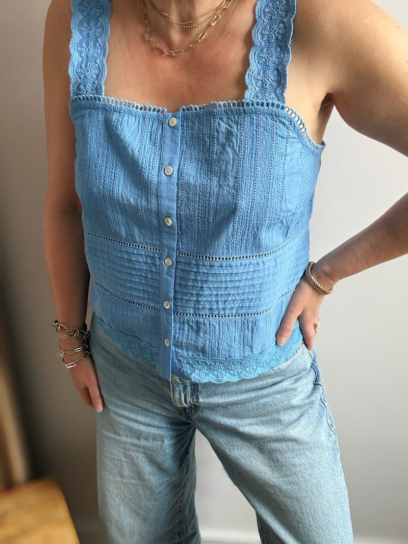 Wren Lace Camisole Top Blue