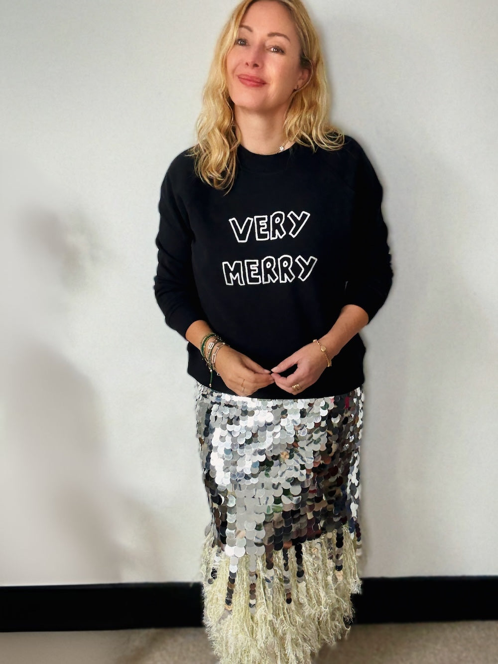 Very Merry Sweatshirt Black Silver