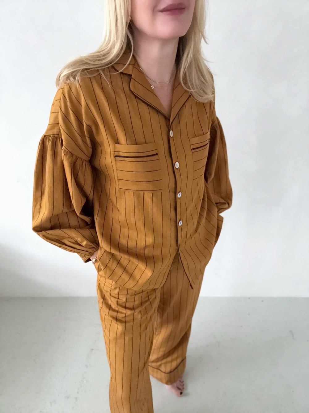 Ember Stripe Pyjama Set with Piping