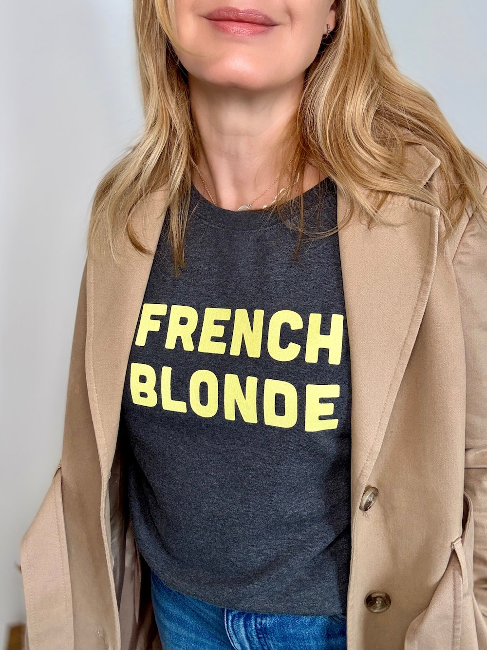 French Blonde fine knit sweatshirt charcoal