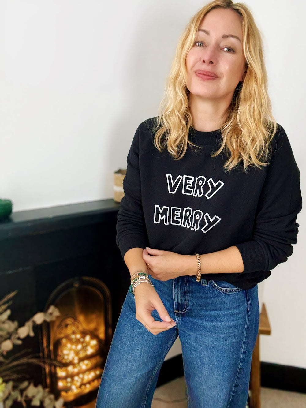 Very Merry Sweatshirt Black Silver