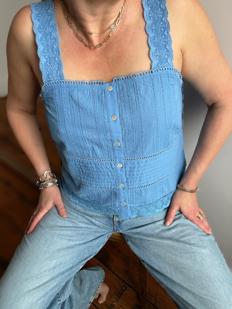 Wren Lace Camisole Top Blue
