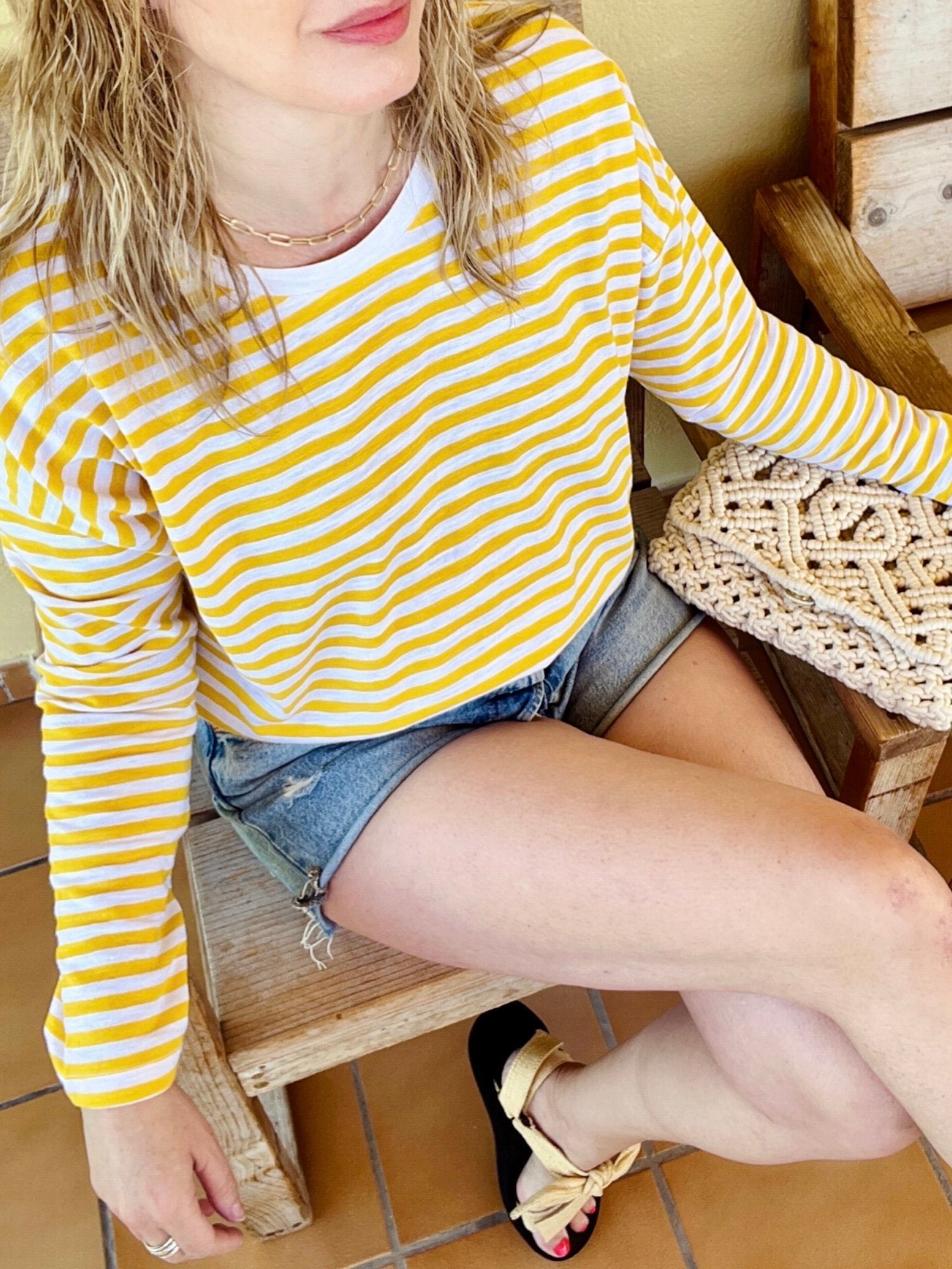 Stripe long sleeve tee yellow white | fwp by rae