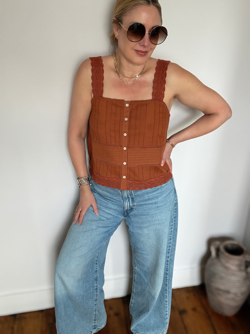 Wren Lace Camisole Top Terracotta
