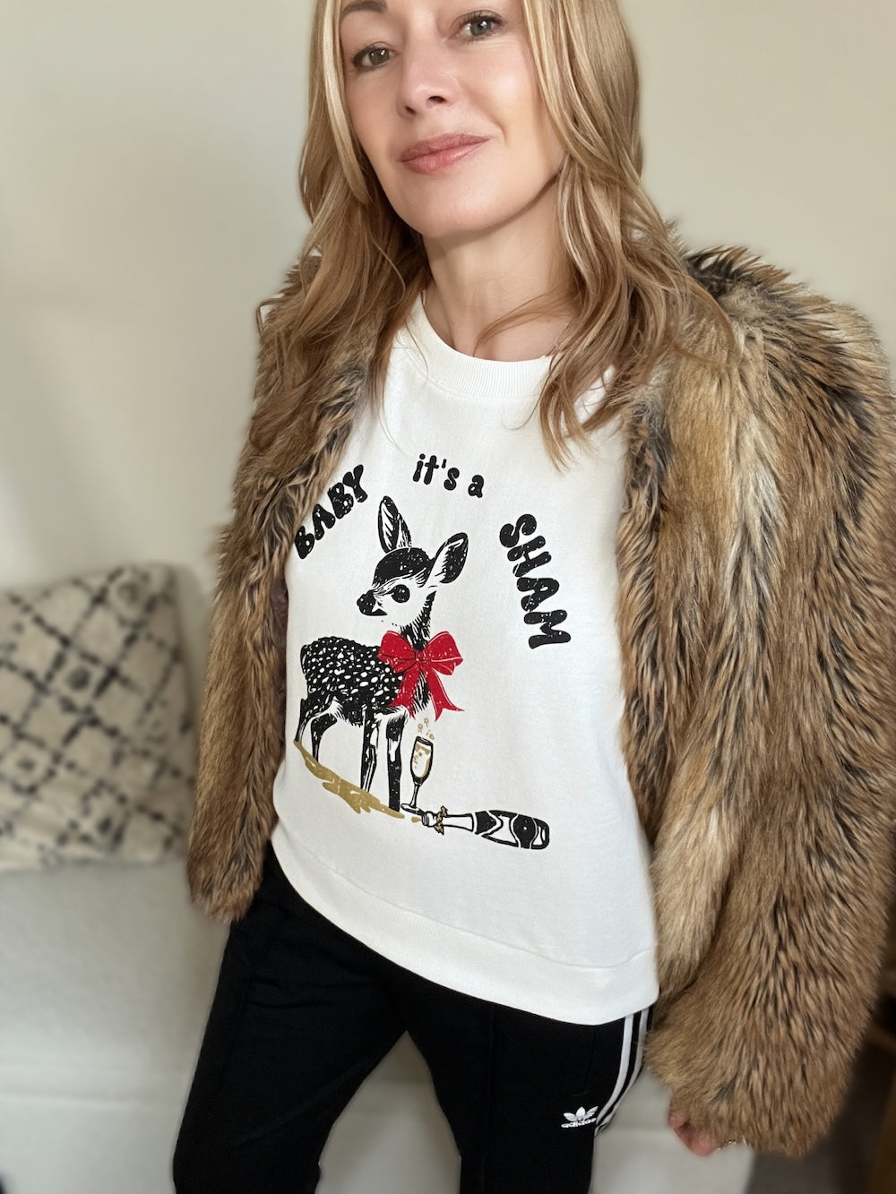 Baby its a Sham Christmas Sweatshirt Winter White