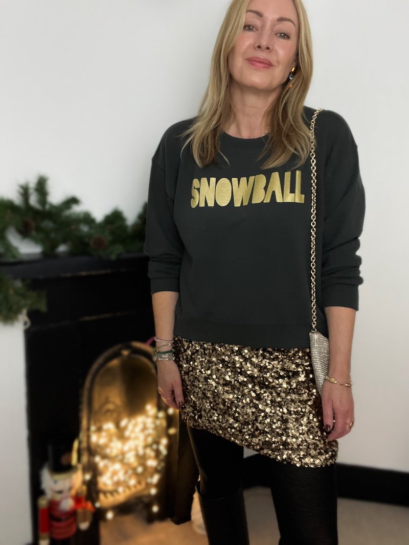 snowball sweatshirt woodland grey gold | fwp by rae | Christmas sweatshirt