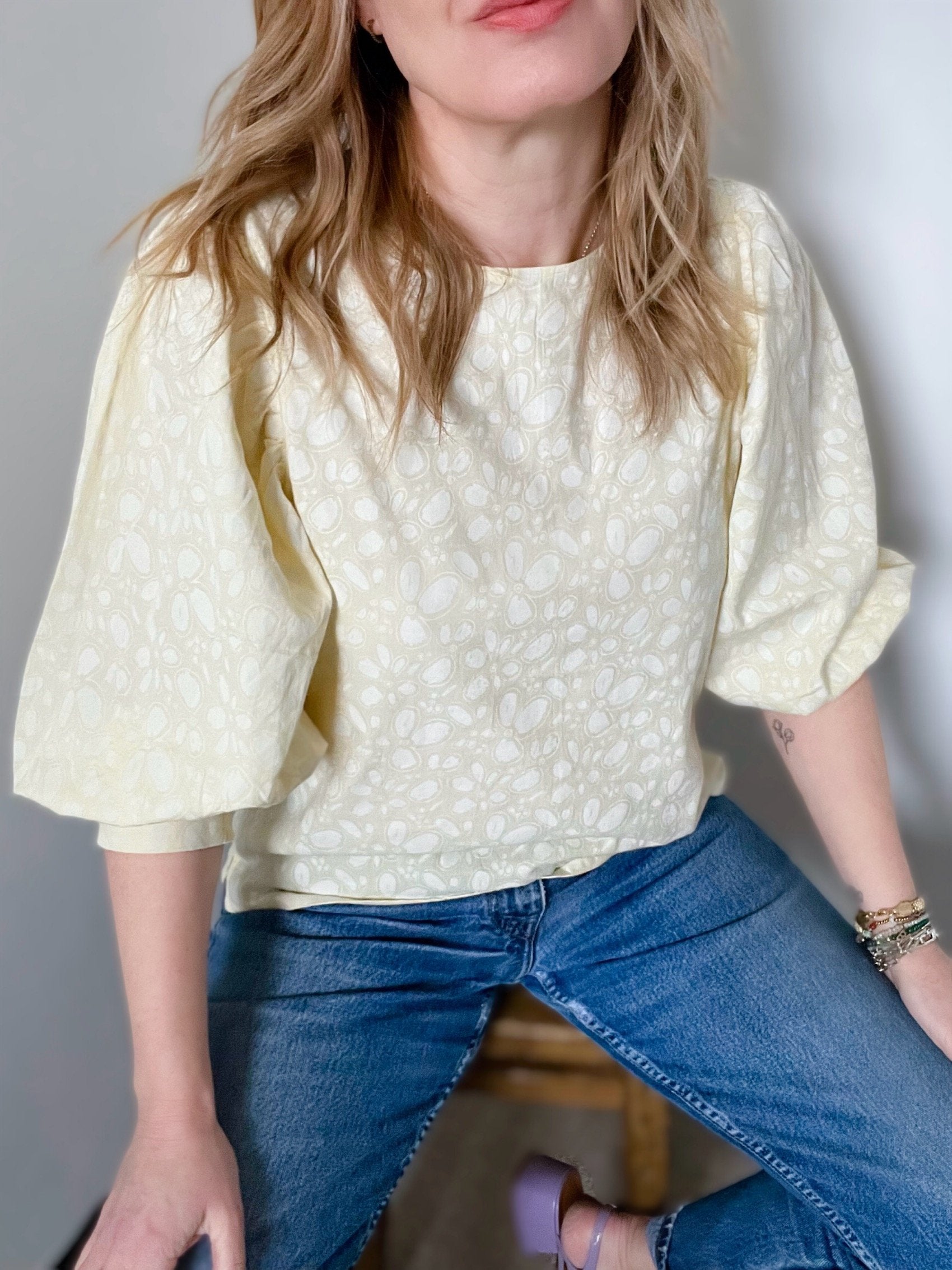 Blake butter yellow puff sleeve blouse | fwp by rae