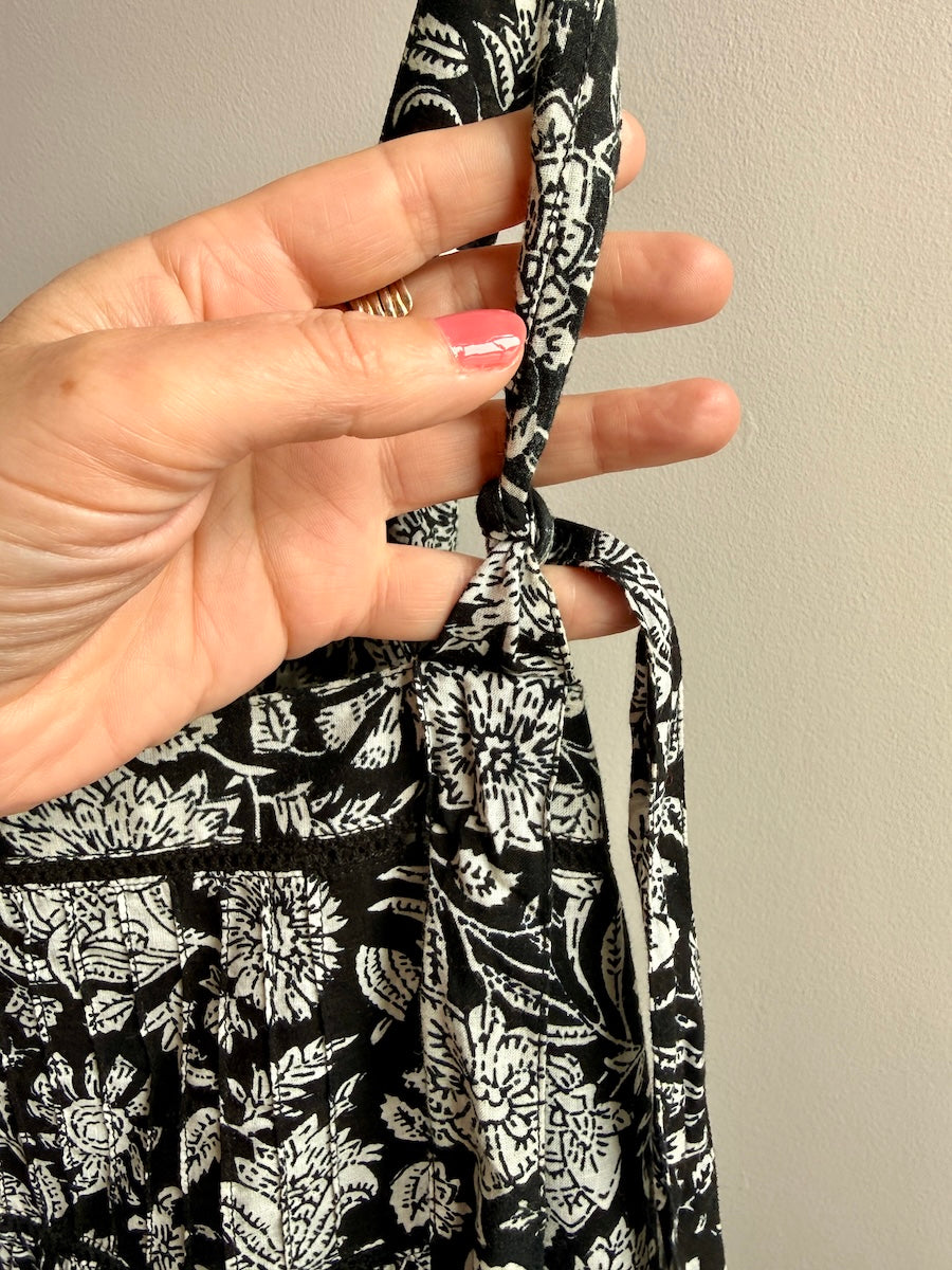 Laurel Black Block Print Organic Cotton Maxi Dress