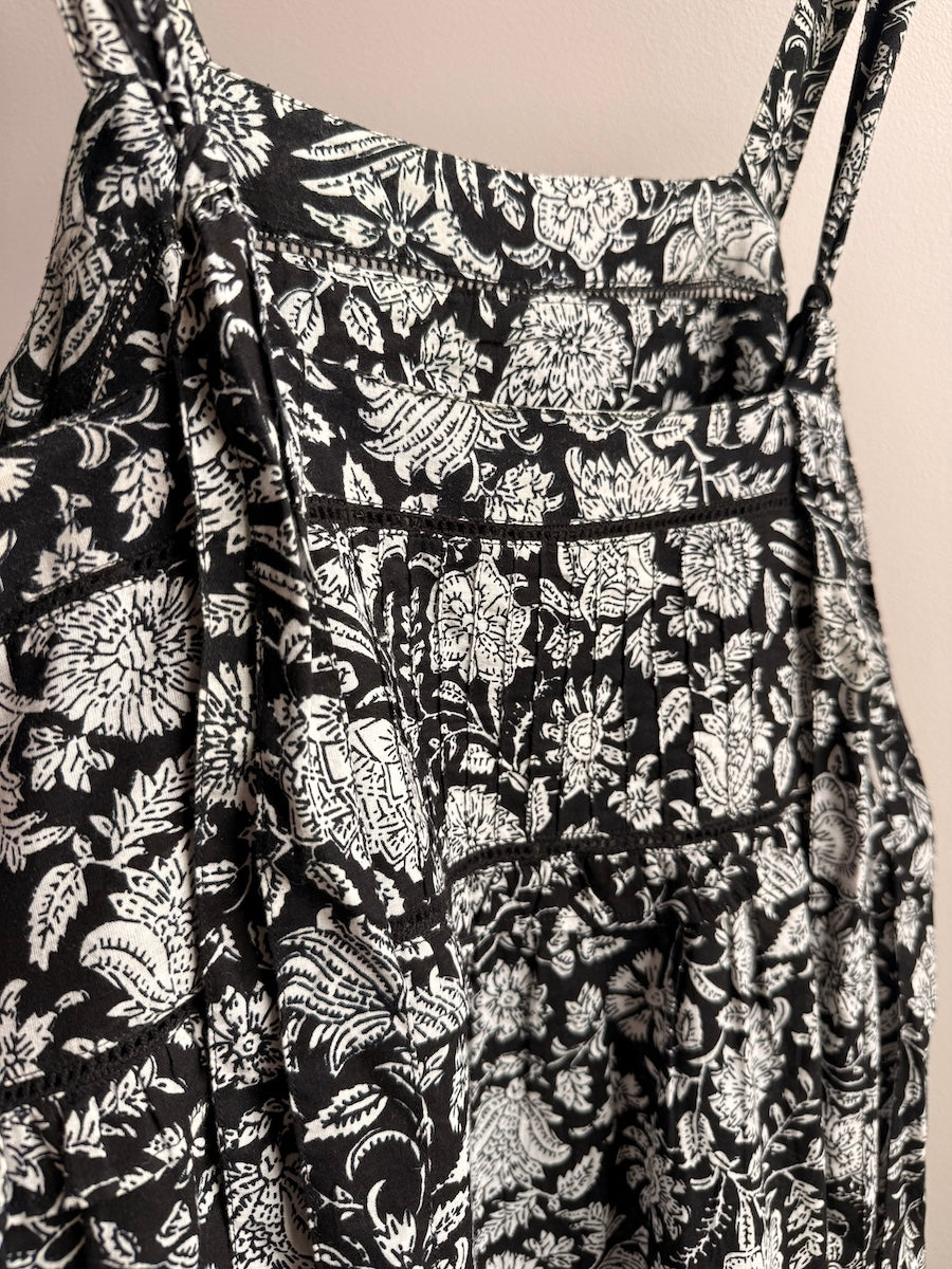 Laurel Black Block Print Organic Cotton Maxi Dress