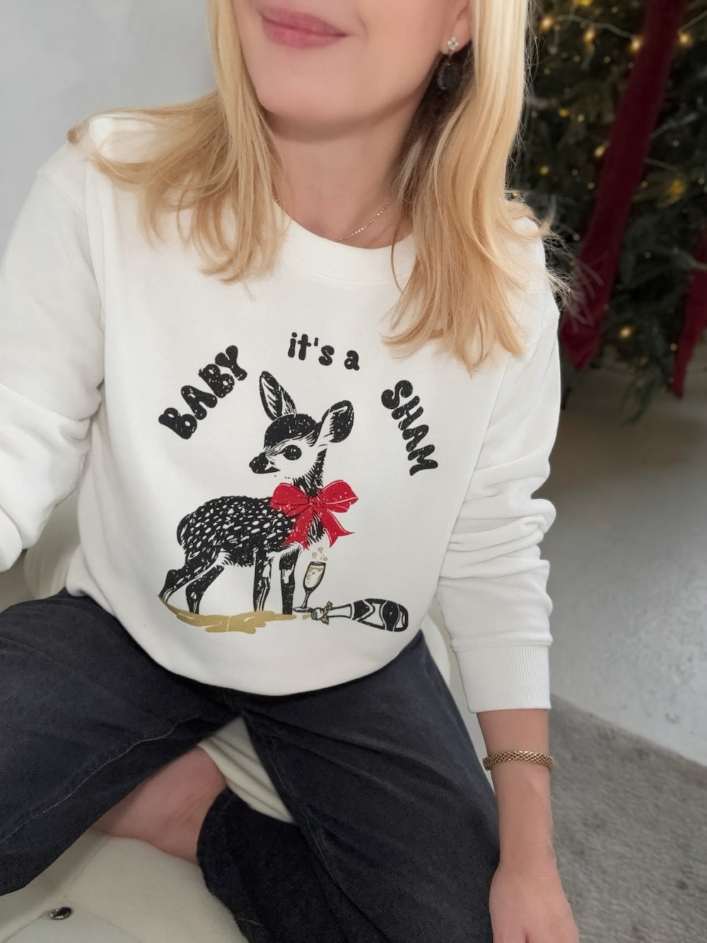 Baby its a Sham Christmas Sweatshirt Winter White