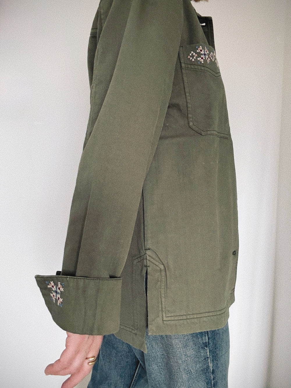 Sienna Embroidered Utility Jacket Khaki