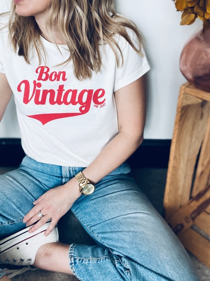 bon vintage retro tee stone wash white red | fwp by rae