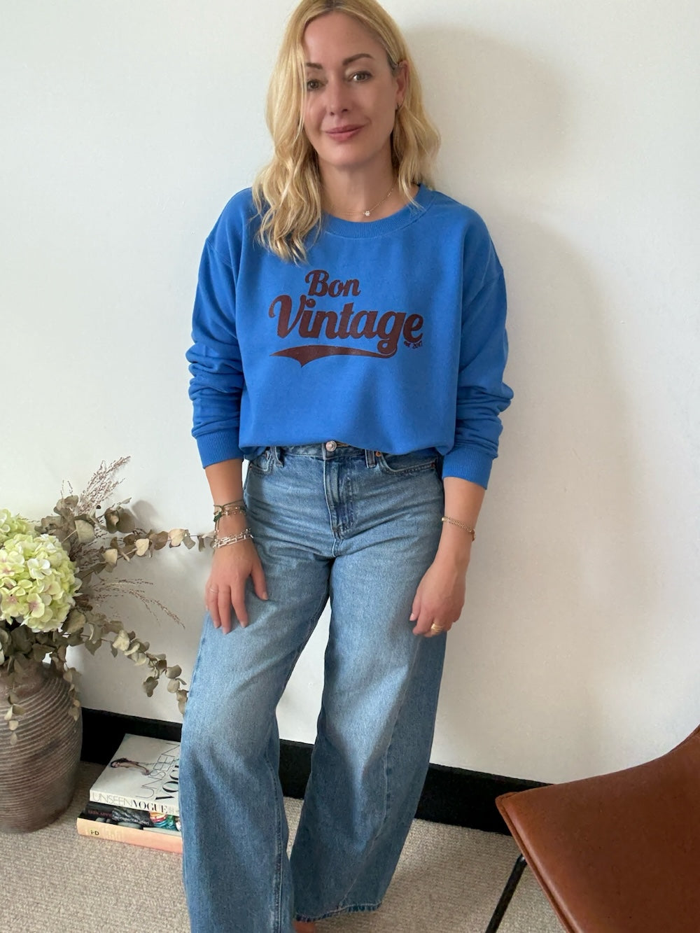 Bon Vintage Retro sweatshirt Blue Maroon