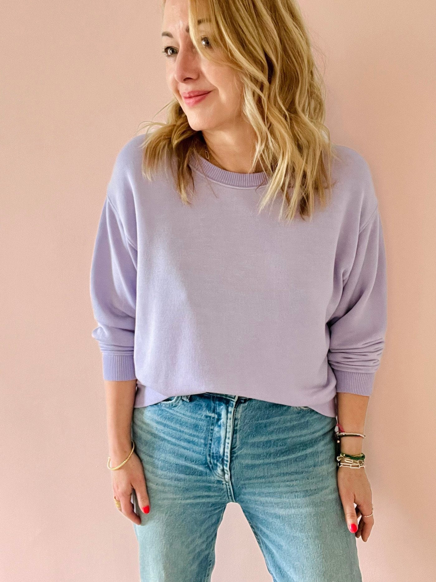 Kit super soft sweatshirt lilac | fwp by rae | lilac sweatshirt