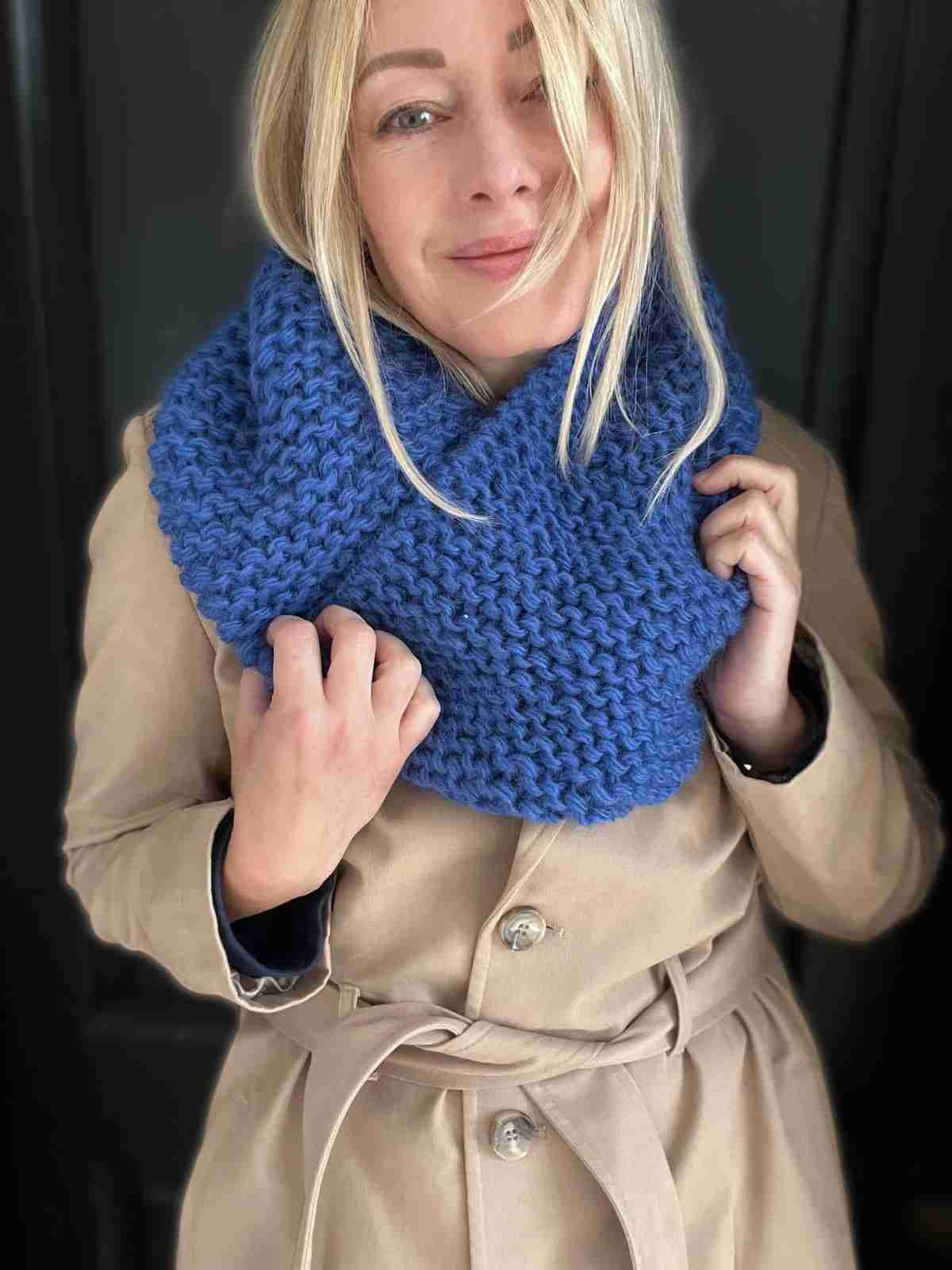 Pure wool chunky knit blue scarf | fwp by rae