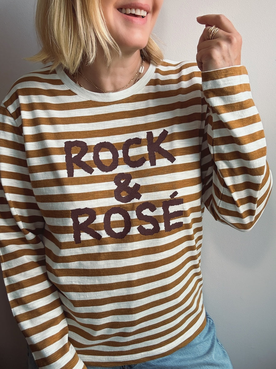 Rock and Rosé Bronze Stripe Long Sleeve Tee