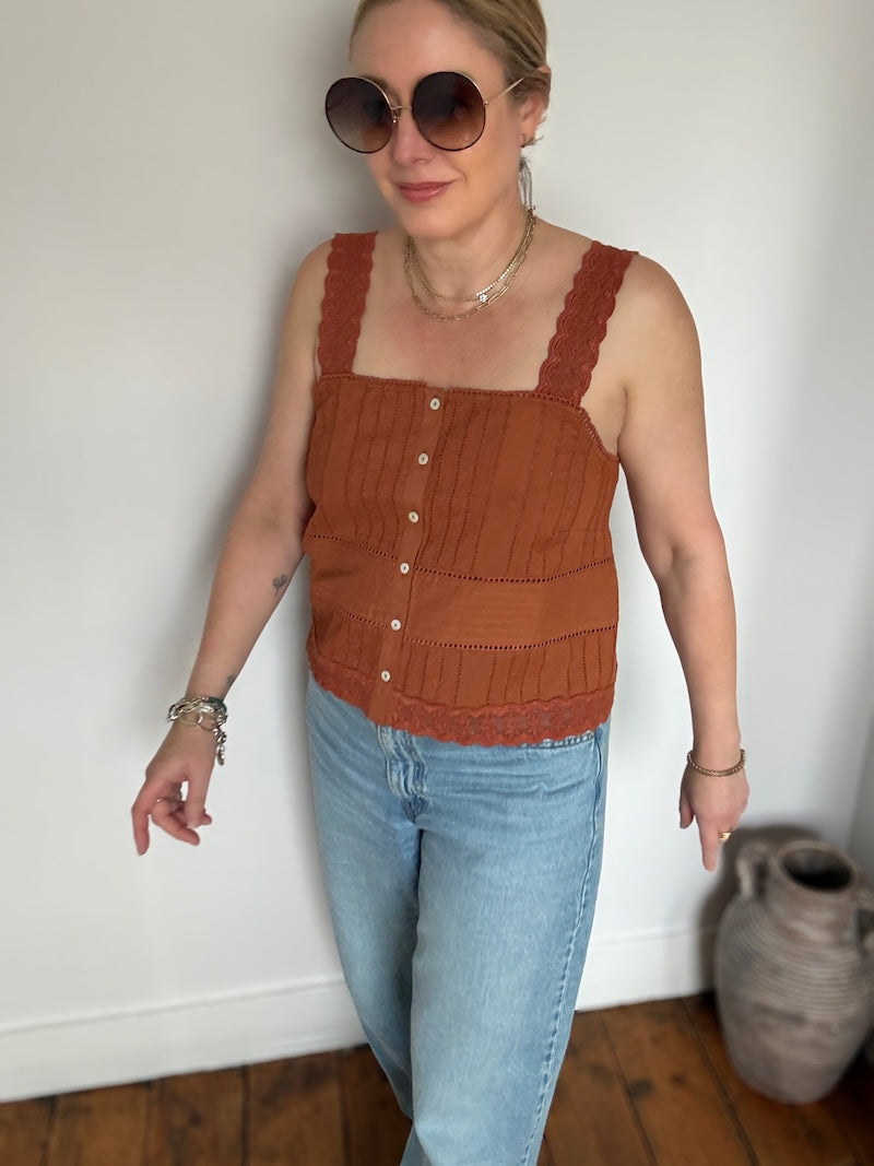Wren Lace Camisole Top Terracotta