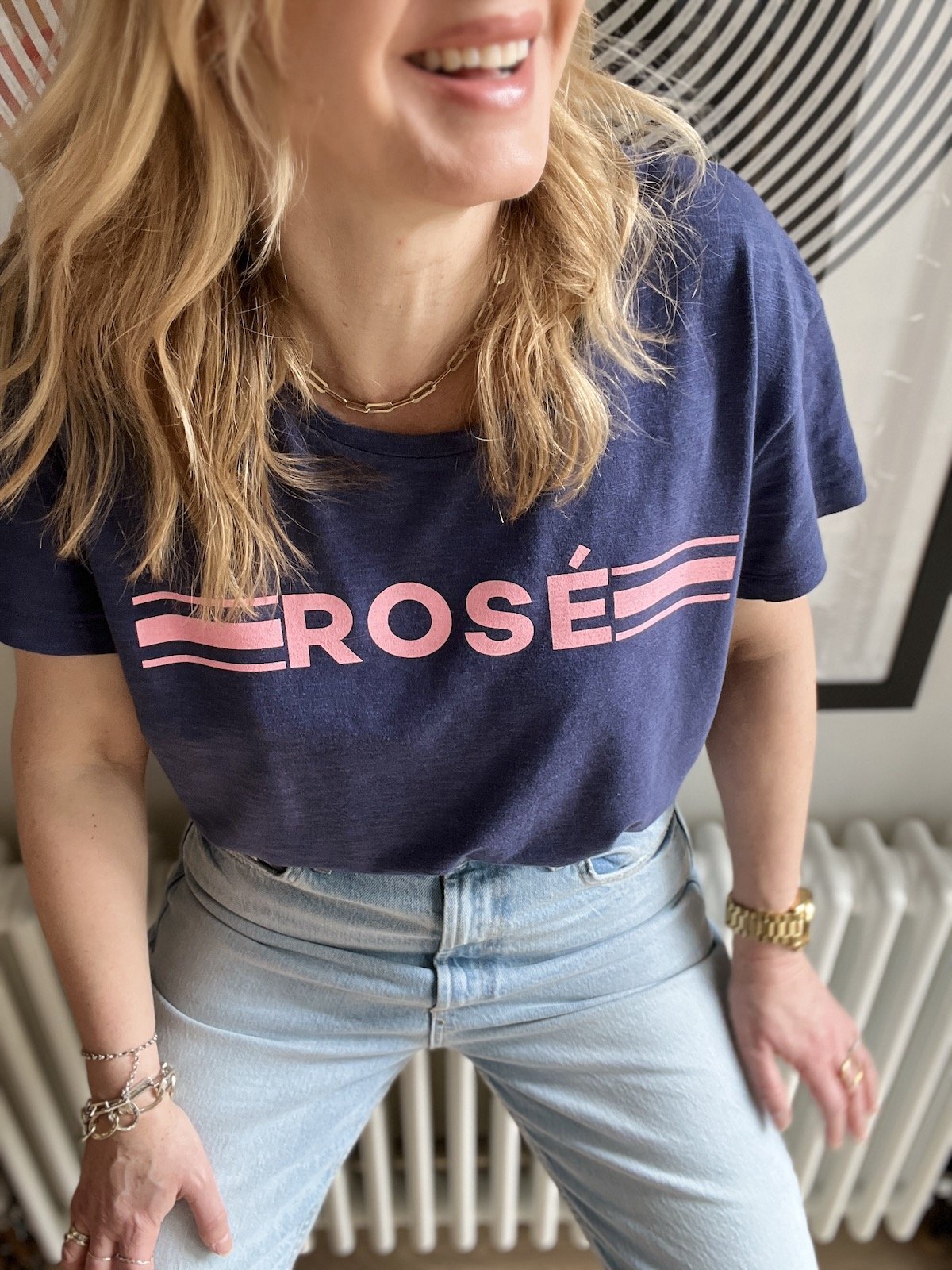 rosé retro tee navy | fwp by rae