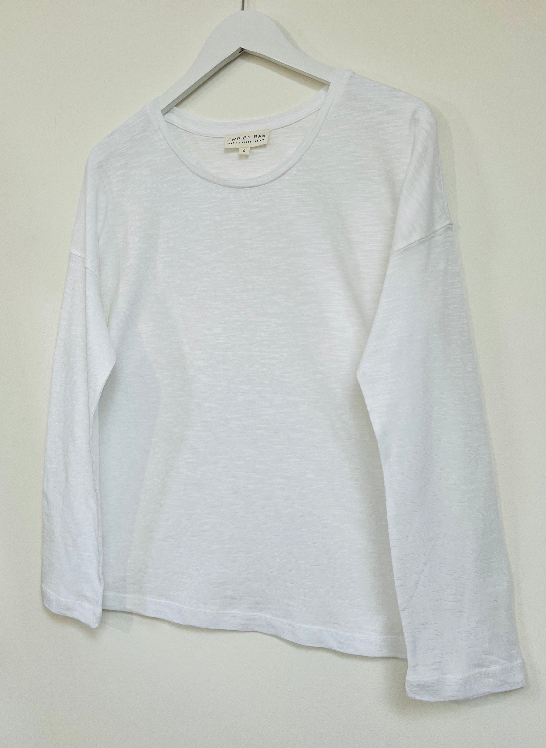 Long sleeve Slouch T-Shirt White | fwp by rae