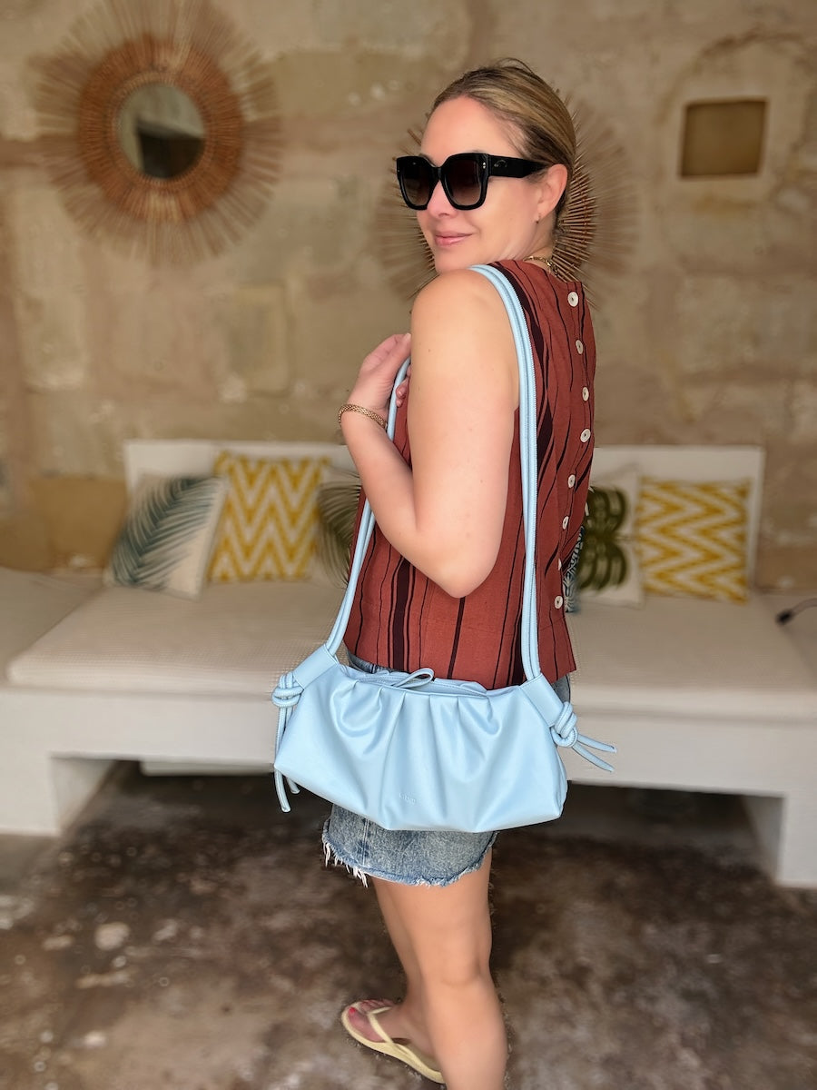 Imogen Shell Top Russet Brown Stripe