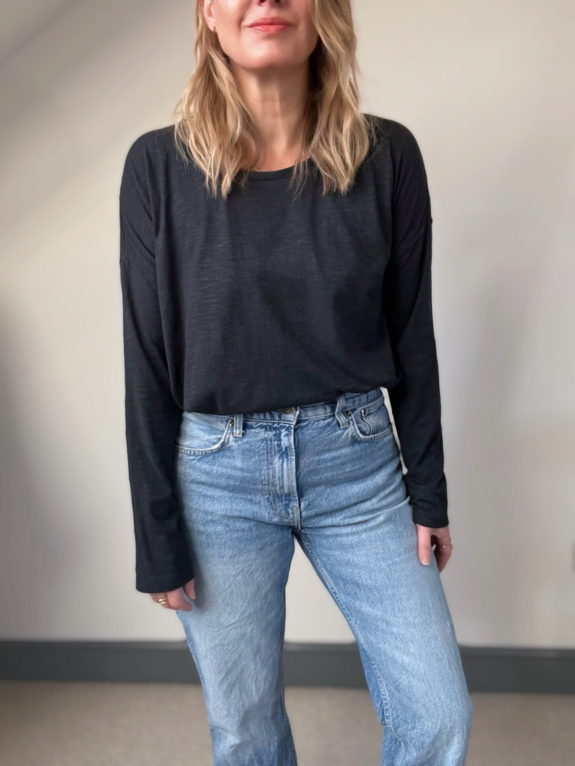 Long sleeve Slouch T-Shirt Black | fwp by rae