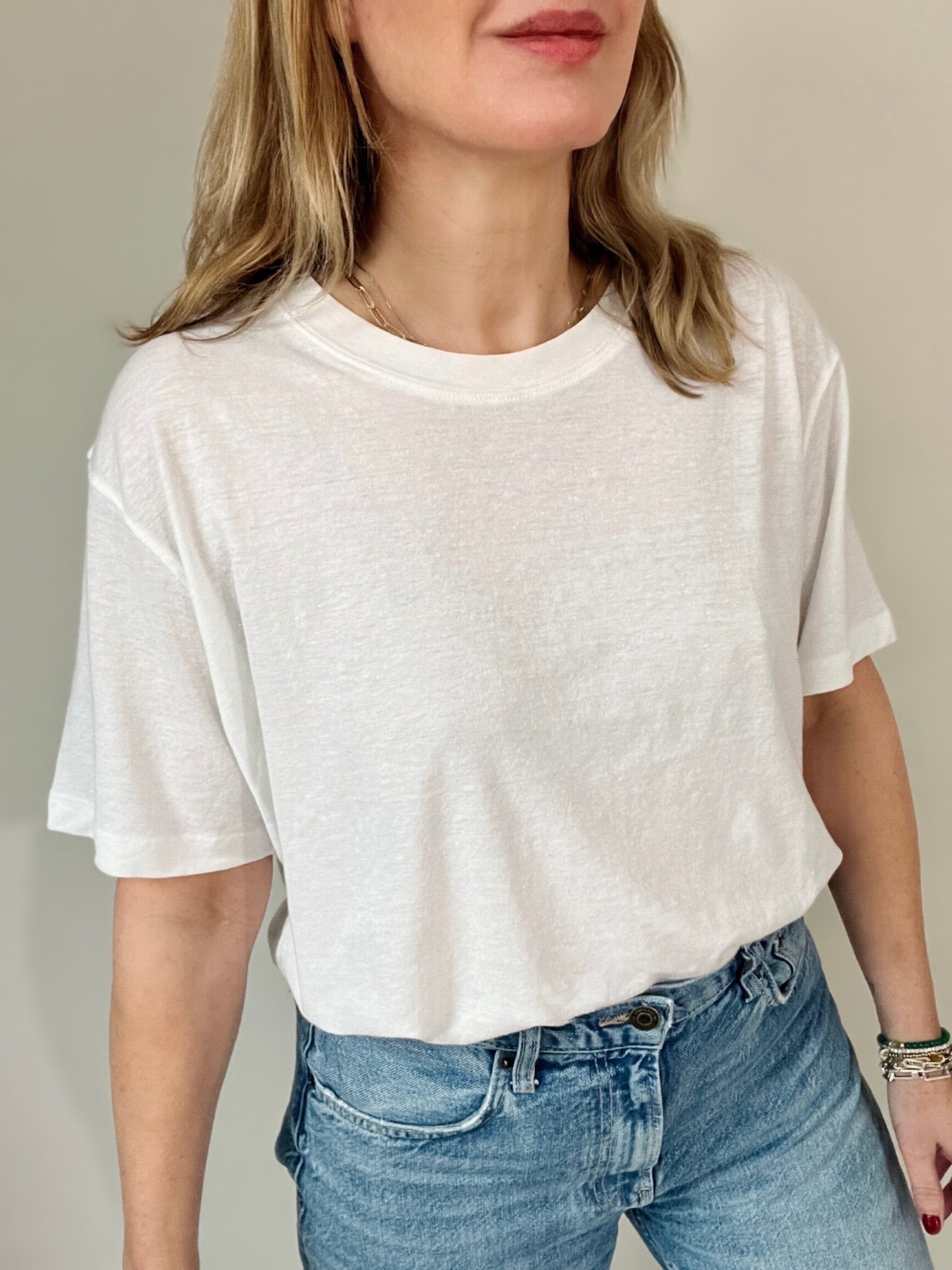 Lola Slouch Linen Blend Tee White | fwp by rae