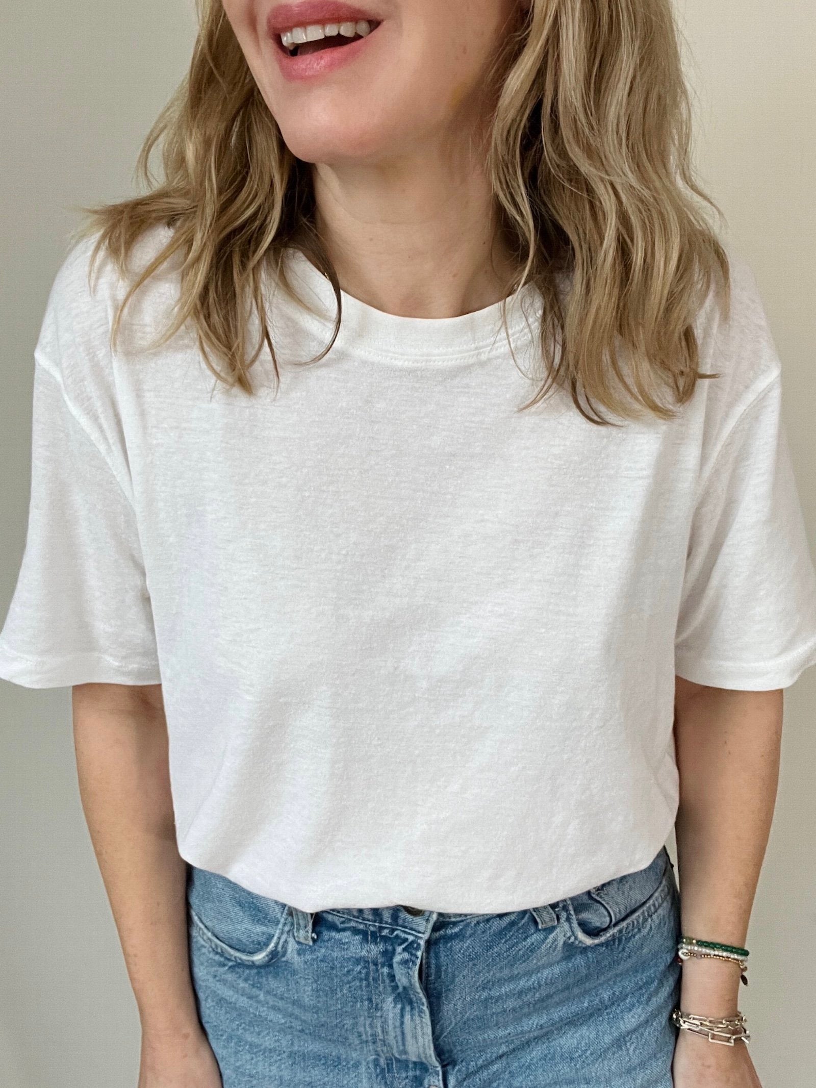 Lola Slouch Linen Blend Tee White | fwp by rae