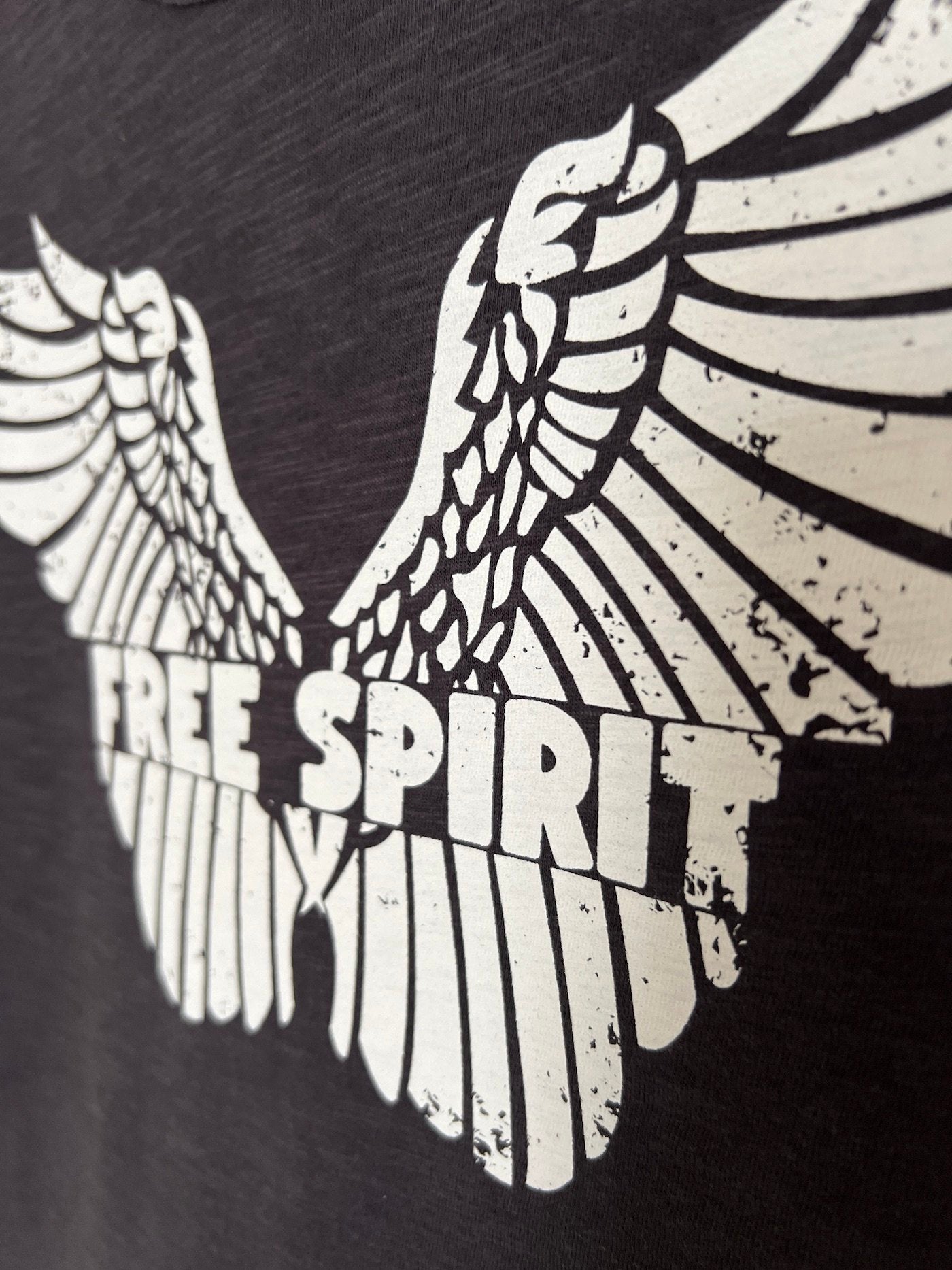 Free Spirit Tee Faded black distressed white | fwp by rae | vintage style tee