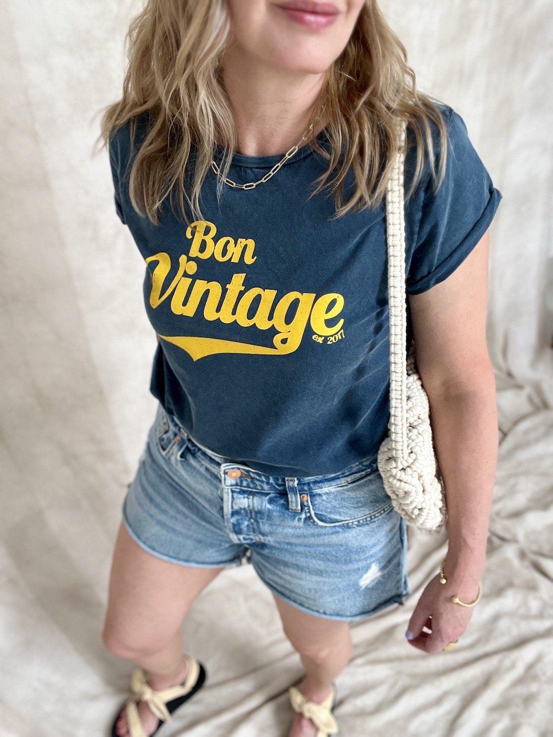 bon vintage retro tee stone wash denim yellow | fwp by rae