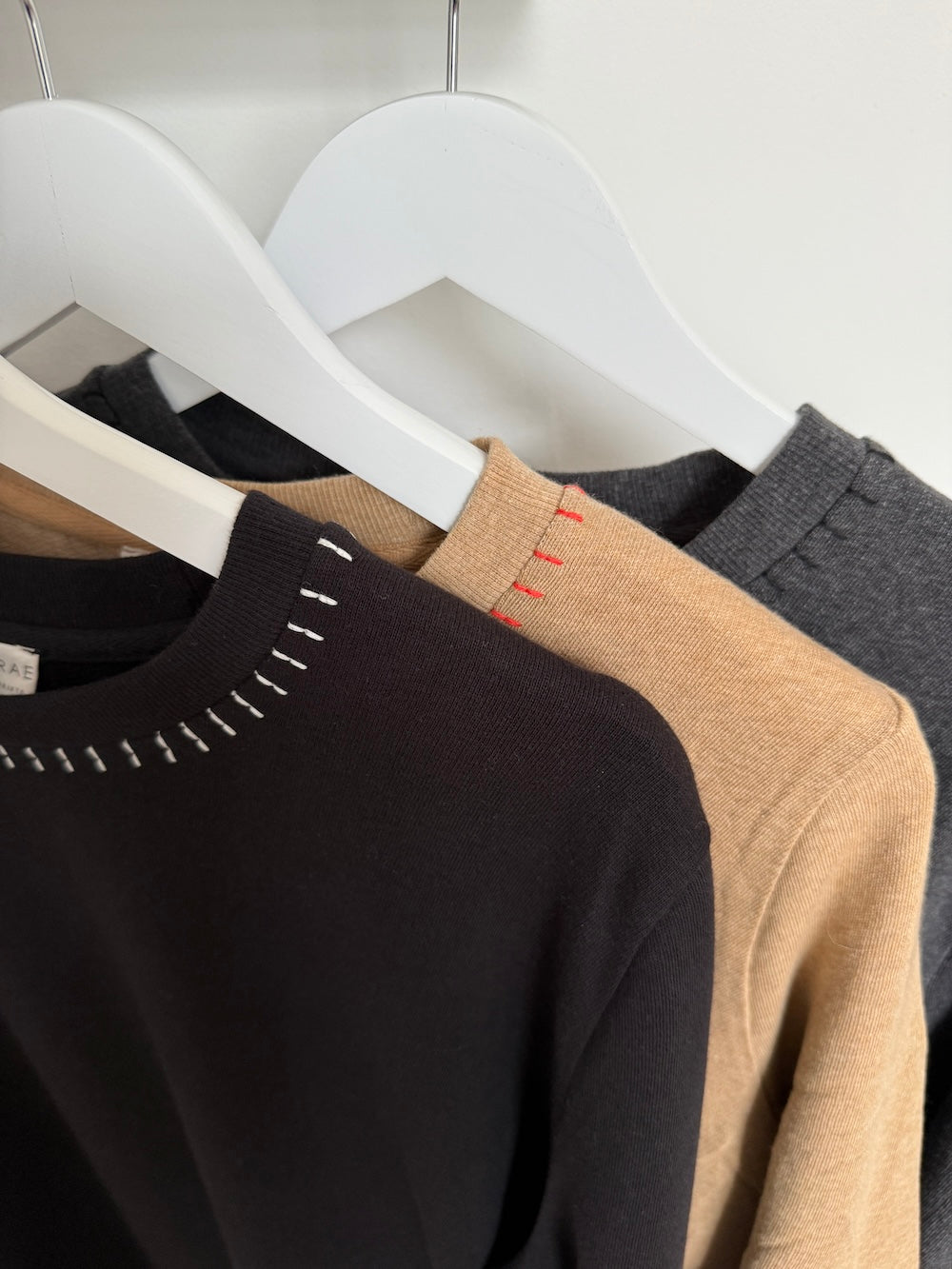 Maeve Fine Knit Blanket Stitch Sweatshirt Charcoal Grey