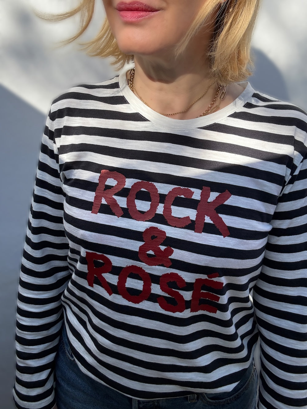 Rock and Rosé Black stripe Long Sleeve top