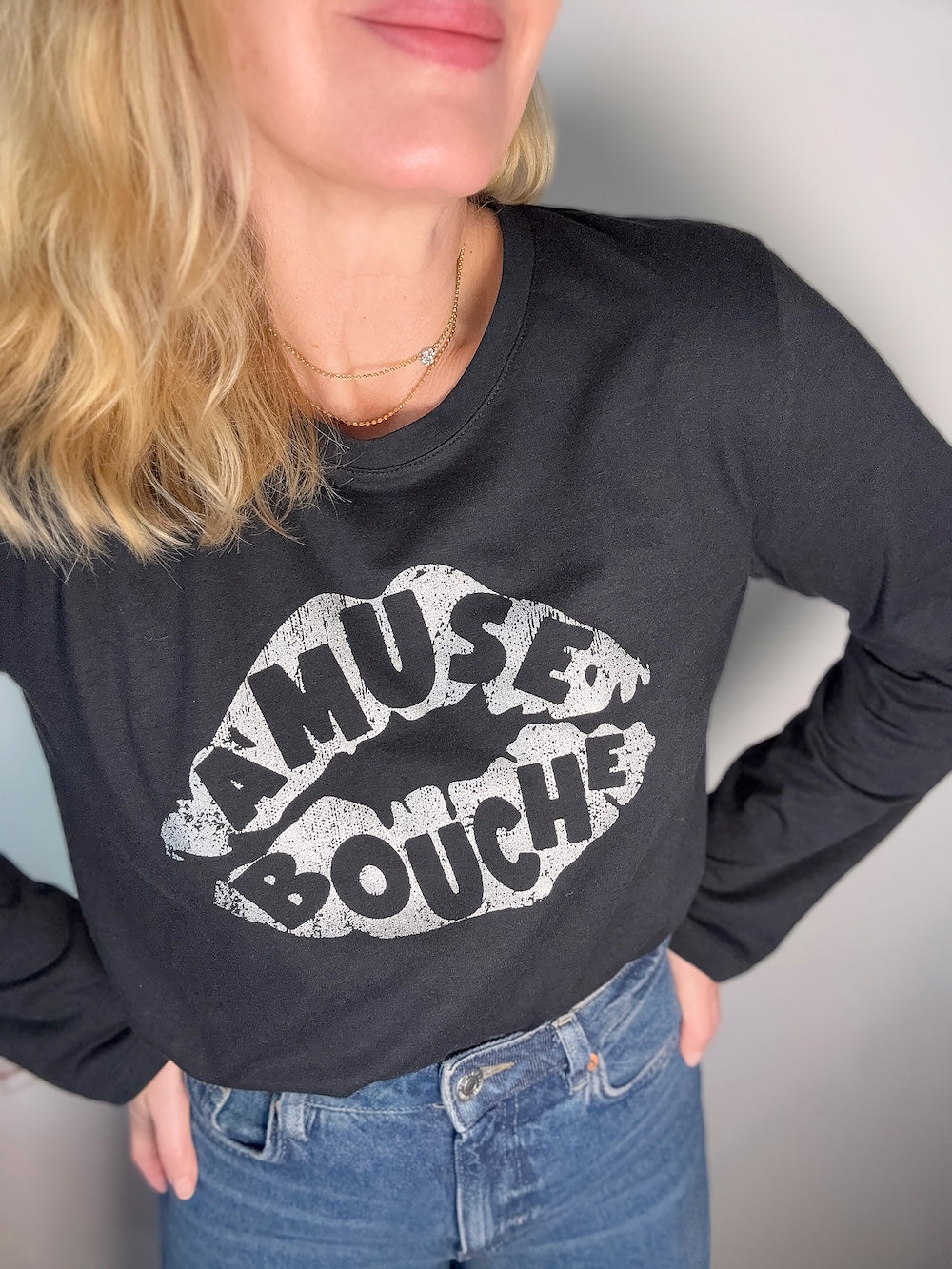 Amuse Bouche Lips Long Sleeve T-Shirt Black Silver