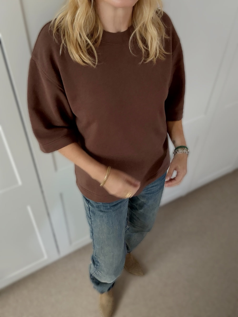 Brooke Short Sleeve Sweatshirt Brown