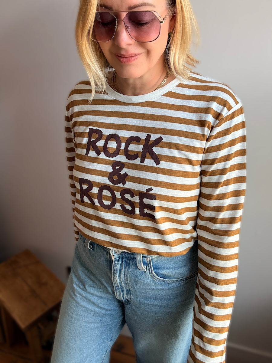 Rock and Rosé Bronze Stripe Long Sleeve Tee